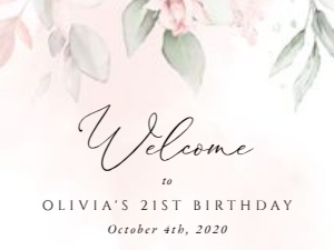 Blush Pink Flowers Welcome Sign, Birthday Sign, Printable File, SH109, 18x24: Blush Pink Flowers Birthday Mini Bundle - Party Items