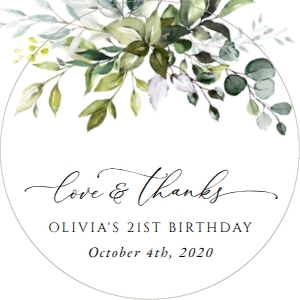 Eucalyptus Leaves and Greenery Birthday Favor Tags design preview