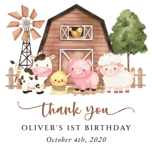 Farm Animals, Brown Barn Birthday Square Favor Tags, Printable File, SH116: Farm Animals and Brown Barn First Birthday Mini Bundle
