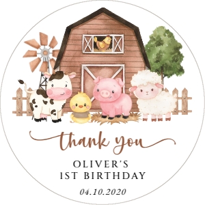 Farm Animals, Brown Barn Birthday Circle Favor Tags, Printable File, SH116: Farm Animals and Brown Barn First Birthday Mini Bundle