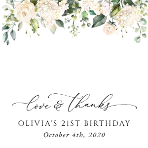 Cream White Flowers Birthday Favor Tags design preview