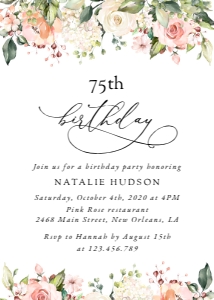 Pink, Orange and White Flowers Birthday Invitation design preview