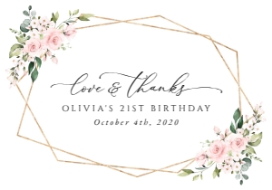 Blush Pink Flowers Birthday Thank You Card design preview