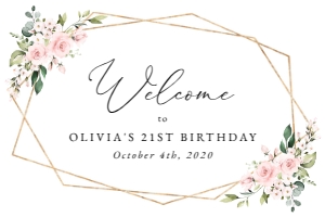 Blush Pink Flowers Welcome Sign - Birthday Sign - Party Sign design preview