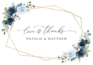 Navy and Blue Flowers Wedding Thank You Card design preview