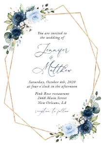 Navy and Blue Flowers Wedding Invitation Suite design preview