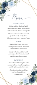 Navy and Blue Flowers Wedding Menu design preview