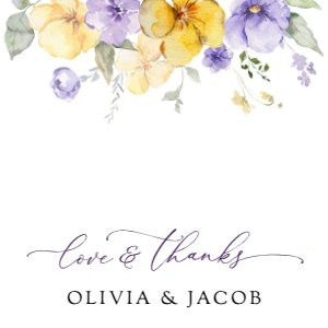 Purple and Yellow Flowers Wedding Favor Tags design preview