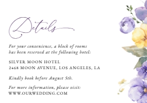Purple and Yellow Flowers Wedding Details Card, Wedding Stationery, Printable File, SH130: Purple and Yellow Flowers Wedding Invitation Suite