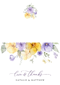 Purple and Yellow Flowers Folded Thank You Card, Wedding Stationery, Printable File, SH130: Purple and Yellow Flowers Wedding Bundle - Party Items