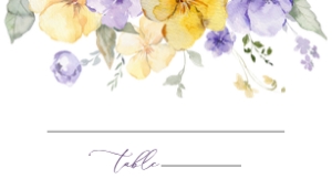 Purple and Yellow Flowers Place Card, Flat Card, Wedding Stationery, Printable File, SH130: Purple and Yellow Flowers Wedding Bundle - Party Items
