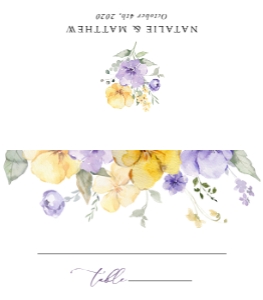Purple and Yellow Flowers Place Card, Tent Card, Wedding Stationery, Printable File, SH130: Purple and Yellow Flowers Wedding Bundle - Party Items