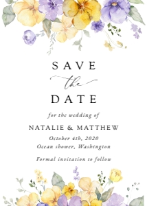 Purple and Yellow Flowers Save the Date, Wedding Stationery, Printable File, SH130: Purple and Yellow Flowers Wedding Bundle - Party Items
