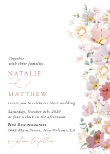Colorful Flowers Wedding Invite, Wedding Stationery, Printable File, SH131: Colorful Flowers Wedding Invitation