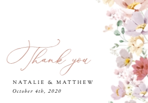 Colorful Flowers Flat Thank You Card, Wedding Stationery, Printable File, SH131: Colorful Flowers Wedding Bundle - Party Items