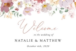Colorful Flowers Welcome Sign, Wedding Sign, Printable File, SH131, 24x36: Colorful Flowers Wedding Bundle - Party Items