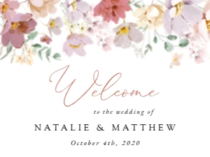 Colorful Flowers Welcome Sign, Welcome Sign, Printable File, SH131, 18x24: Colorful Flowers Wedding Bundle - Party Items