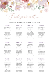 Colorful Flowers Seating Chart, Wedding Sign, Printable File, SH131, 24x36: Colorful Flowers Wedding Bundle - Party Items