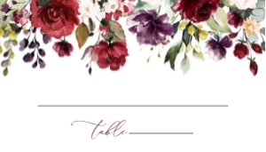 Burgundy, Purple and Pink Flowers Place Card, Flat Card, Wedding Stationery, Printable File, SH132: Burgundy, Purple and Blush Flowers Wedding Bundle - Party Items