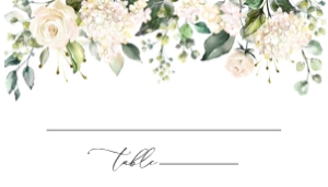 Cream White Flowers Wedding Place Card - Escort Card design preview