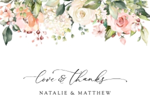 Pink, Orange and White Flowers Wedding Thank You Card design preview