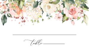 Pink, Orange and White Flowers Wedding Place Card - Escort Card design preview