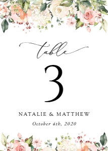 Pink, Orange and White Flowers Table Numbers, Wedding Stationery, Printable File, SH134: Pink, Orange and White Flowers Wedding Table Number Sign