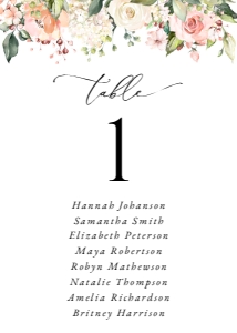 Pink, Orange and White Flowers Wedding Seating Cards design preview