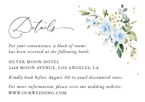 Blue Flowers and Gold Confetti Wedding Details Card, Wedding Stationery, Printable File, SH136: Blue Flowers and Gold Confetti Wedding Bundle - Party Items