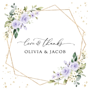 Purple Flowers and Gold Confetti Wedding Square Favor Tags, Gift Tags, Printable File, SH137: Purple Flowers and Gold Confetti Wedding Bundle - Party Items