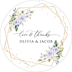 Purple Flowers and Gold Confetti Wedding Circle Favor Tags, Gift Tags, Printable File, SH137: Purple Flowers and Gold Confetti Wedding Bundle - Party Items