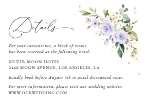Purple Flowers and Gold Confetti Wedding Details Card, Wedding Stationery, Printable File, SH137: Purple Flowers and Gold Confetti Wedding Bundle - Party Items