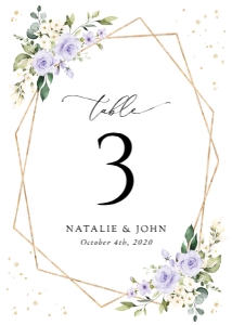 Purple Flowers and Gold Confetti Table Numbers, Wedding Stationery, Printable File, SH137: Purple Flowers and Gold Confetti Wedding Bundle - Party Items