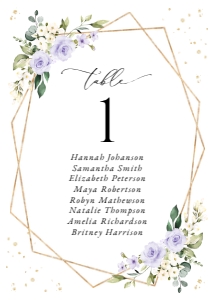 Purple Flowers and Gold Confetti Seating Card, Wedding Stationery, Printable File, SH137: Purple Flowers and Gold Confetti Wedding Bundle - Party Items