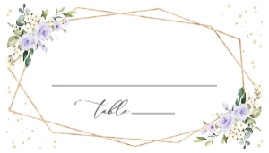 Purple Flowers and Gold Confetti Place Card, Flat Card, Wedding Stationery, Printable File, SH137: Purple Flowers and Gold Confetti Wedding Bundle - Party Items