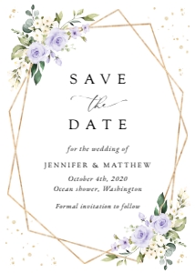 Purple Flowers and Gold Confetti Save the Date, Wedding Stationery, Printable File, SH137: Purple Flowers and Gold Confetti Wedding Bundle - Party Items