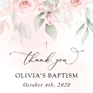 Blush Pink Flowers Baptism Favor Tags design preview