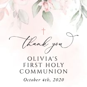 Blush Pink Flowers First Holy Communion Favor Tags design preview