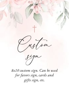 Blush Pink Flowers Custom Sign - Baptism - First Holy Communion design preview