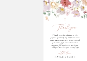Colorful Flowers Baptism Thank You Card design preview