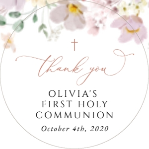 Colorful Flowers First Holy Communion Circle Favor Tags, Printable File, SH145: Colorful Flowers First Holy Communion Mini Bundle - Party Items