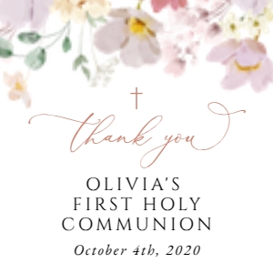Colorful Flowers First Holy Communion Square Favor Tags, Printable File, SH145: Colorful Flowers First Holy Communion Mini Bundle - Party Items