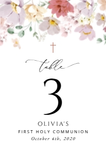 Colorful Flowers Table Numbers, First Holy Communion Stationery, Printable File, SH145: Colorful Flowers First Holy Communion Mini Bundle - Party Items