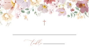 Colorful Flowers Place Card, Flat Card, Baptism, First Holy Communion, Printable File, SH144 SH145: Colorful Flowers First Holy Communion Mini Bundle - Party Items