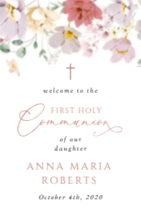 Colorful Flowers Welcome Sign - First Holy Communion Sign design preview