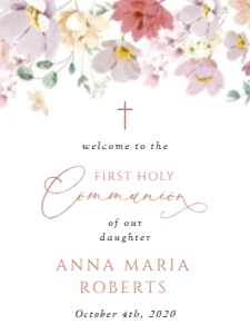 Colorful Flowers Welcome Sign, First Holy Communion Sign, Printable File, SH145, 18x24: Colorful Flowers First Holy Communion Mini Bundle - Party Items