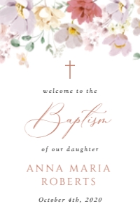 Colorful Flowers Welcome Sign - Baptism Sign - Party Sign design preview