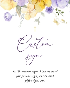 Purple and Yellow Flowers Custom Sign, Baptism, First Holy Communion, Printable File, SH146 SH147: Purple and Yellow Flowers Custom Sign - Baptism - Communion