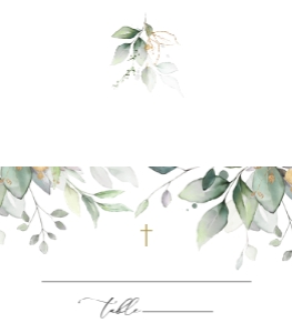Greenery Place Card, Tent Card, Baptism, First Holy Communion, Printable File, SH148 SH149: Greenery and Gold Place Card - Baptism - First Holy Communion