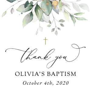 Greenery and Gold Baptism Favor Tags design preview